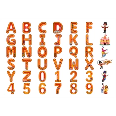 Carnival Circus Theme Alphabet & Number Sticker Sheet